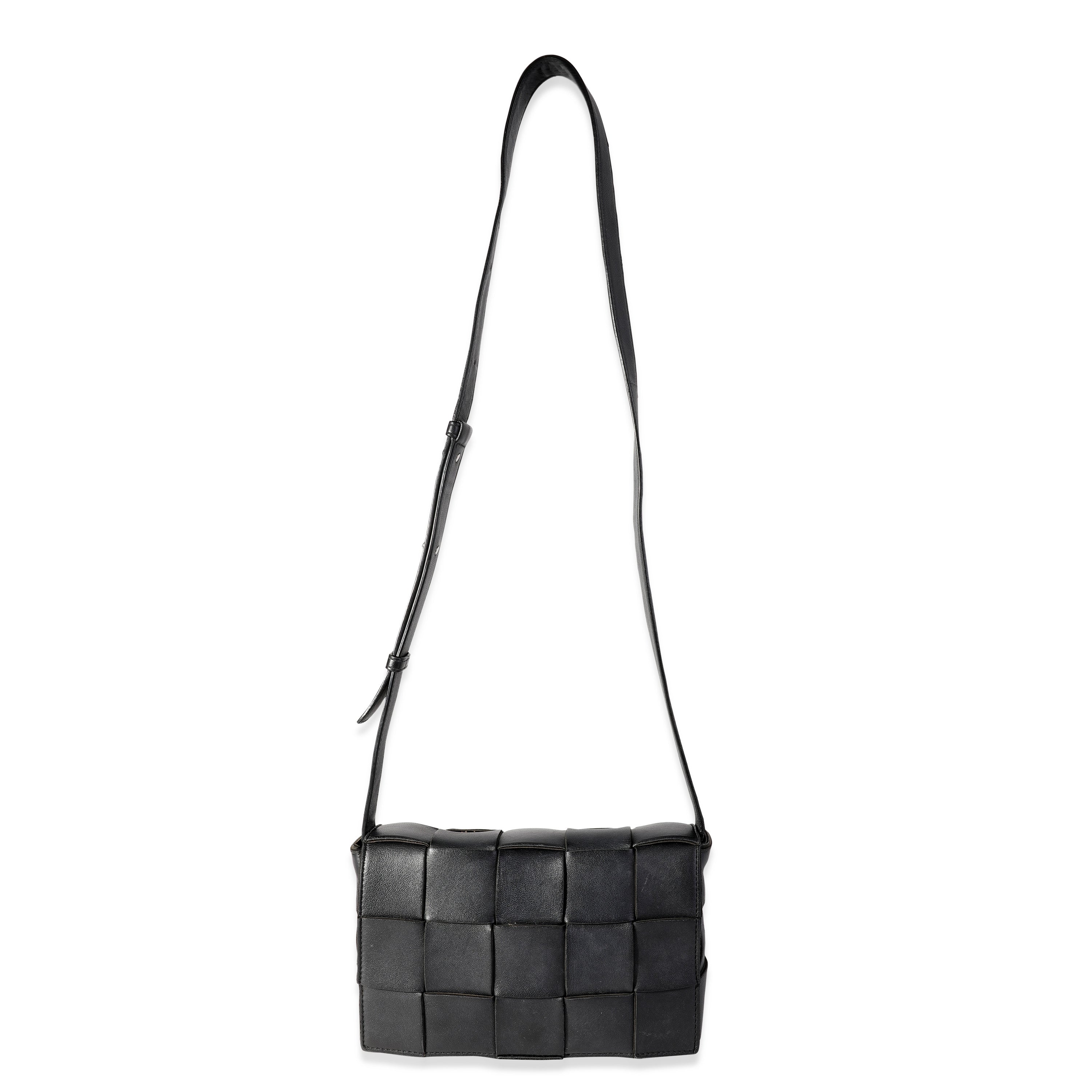 BOTTEGA VENETA Black Intrecciato Calfskin Cassette Bag