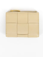 Bottega Veneta Intrecciato Bifold Zipper Half Wallet Porridge