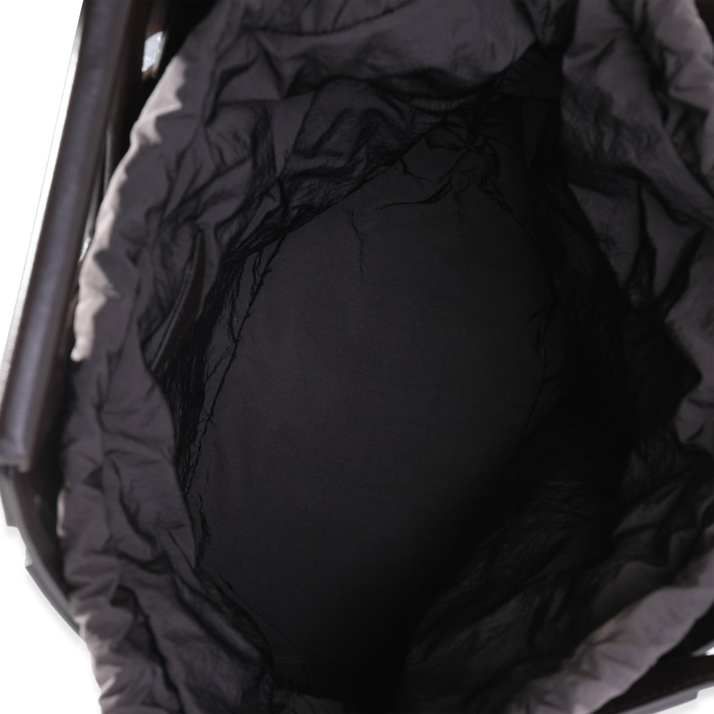 BOTTEGA VENETA Dark Brown Leather V Woven Drawstring Tote Bag