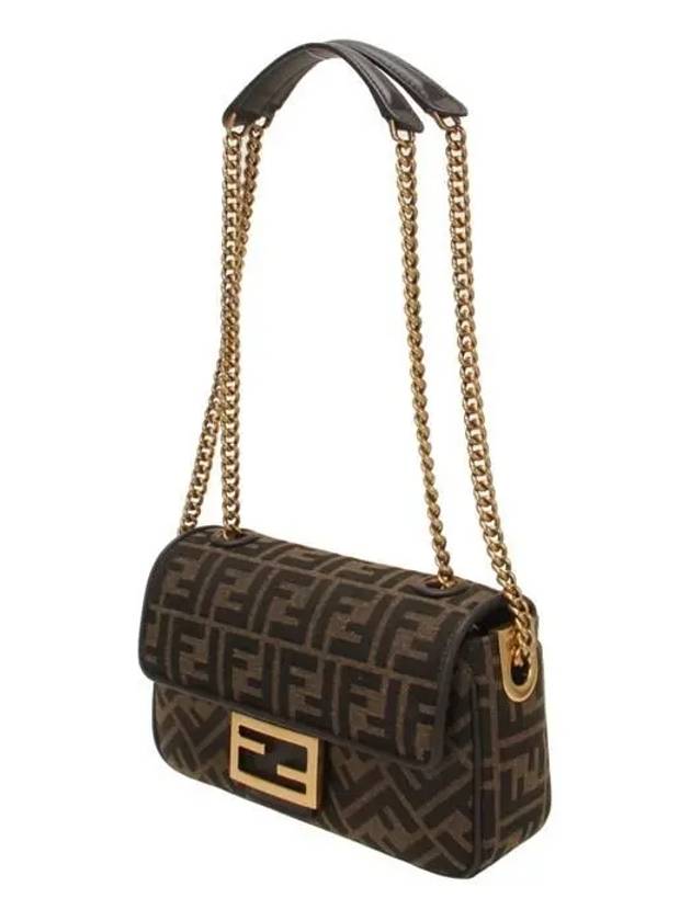 Fendi Baguette Chain FF Jacquard Medium Cross Bag Brown