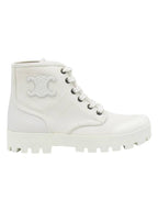 CELINE Logo Patapans Lace Up High Top Sneakers White