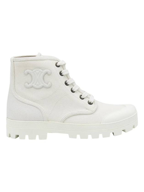 CELINE Logo Patapans Lace Up High Top Sneakers White