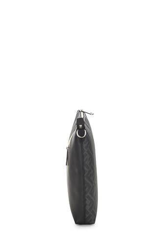 Fendi,  Black Coated Canvas Zip Messenger, Black