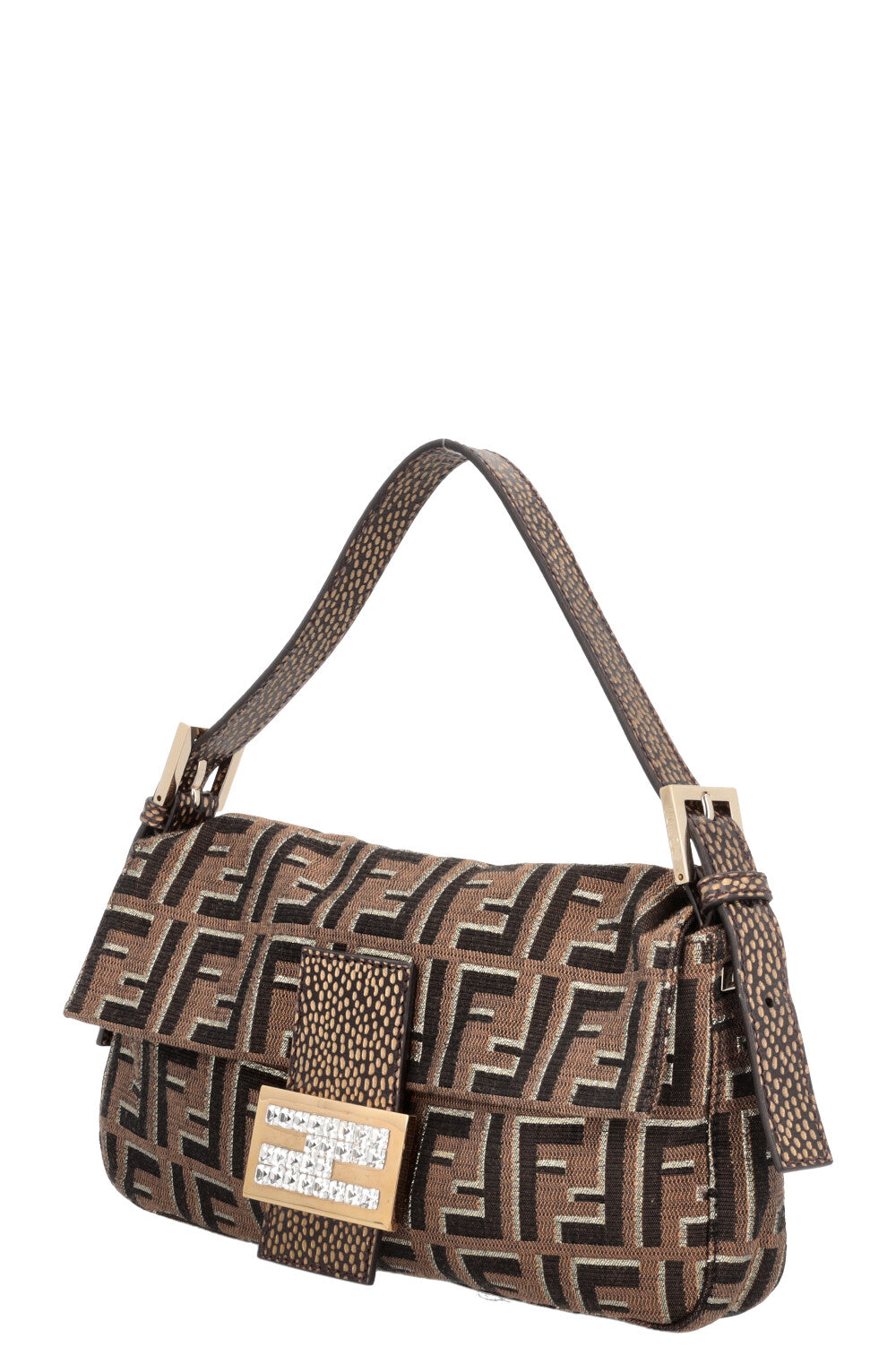 FENDI Baguette Bag Zucca Print with Crystal
