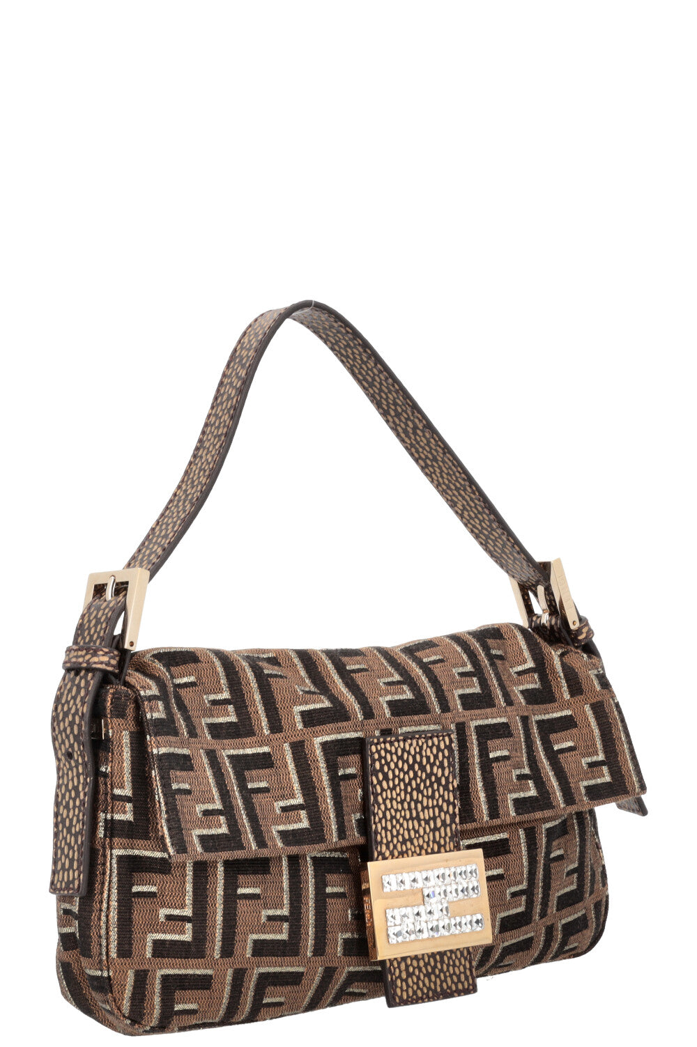 FENDI Baguette Bag Zucca Print with Crystal