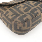 FENDI Zucca Mamma Baguette Canvas Leather Bag Brown Black 26424