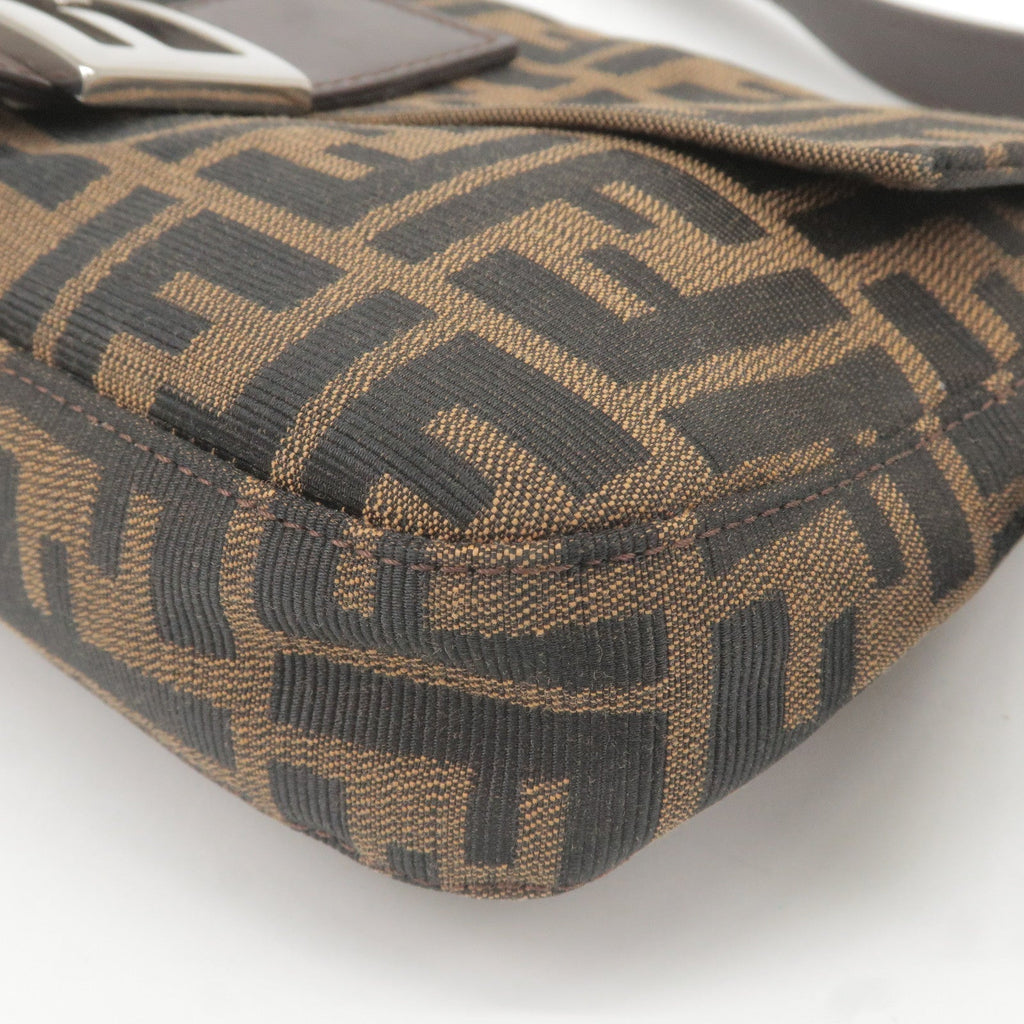 FENDI Zucca Mamma Baguette Canvas Leather Shoulder Bag 26424
