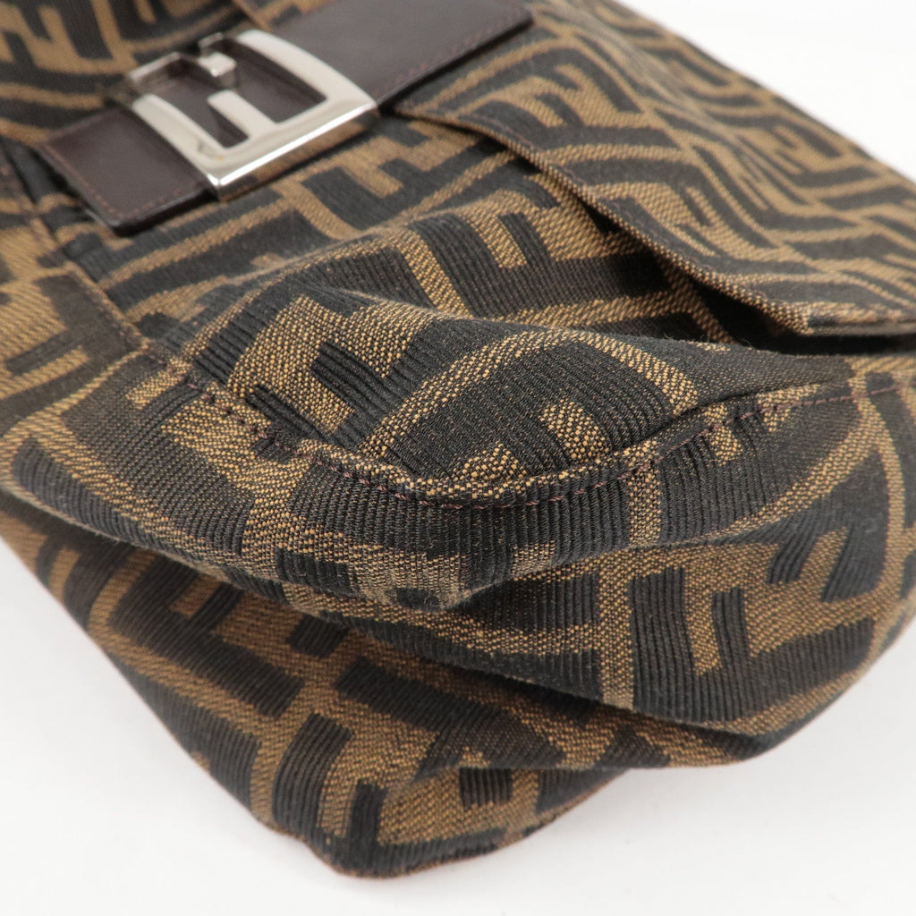 FENDI Zucca Mamma Baguette Canvas Leather Shoulder Bag 26325