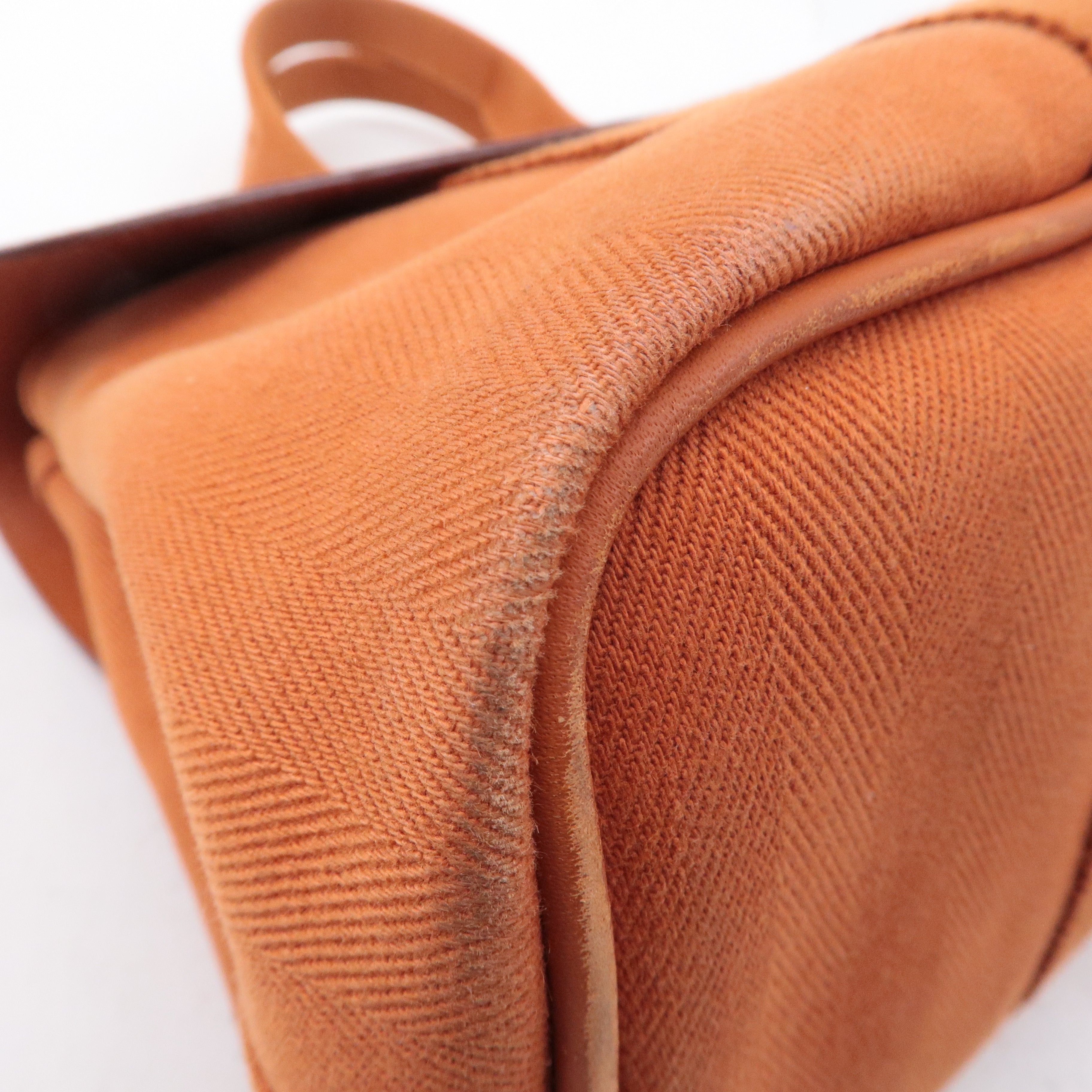 HERMES Toile Chevrons Leather Valparaiso PM Bag I Stamp Orange