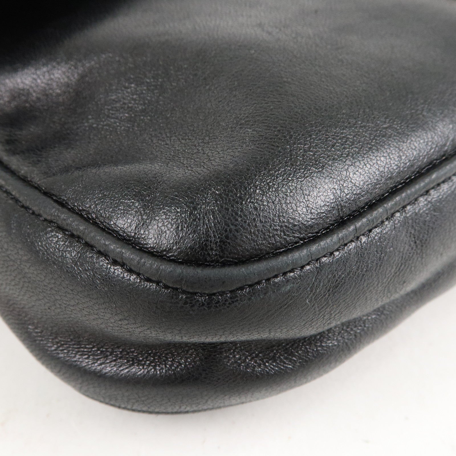 FENDI Mamma Baguette Leather Hand Bag Shoulder Bag Black Green