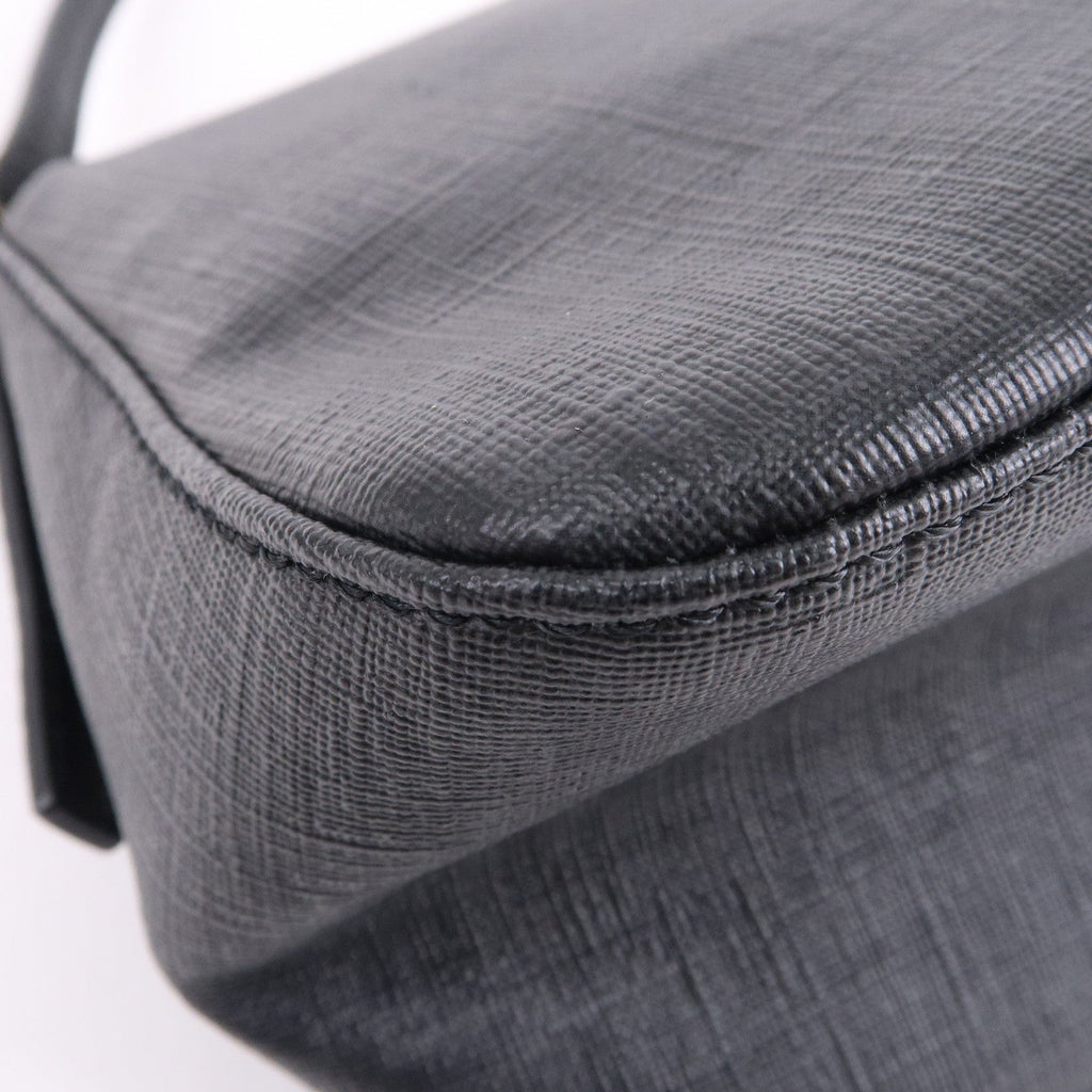 FENDI Zucchino Mamma Baguette PVC Leather Hand Bag Black 8BR180