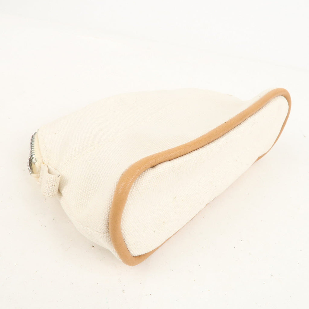 HERMES Set of 2 Bolide Pouch MM & Mini Canvas Leather Ivory Red
