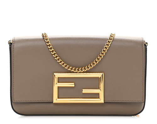 FENDI Vitello Palmellato Wallet on Chain with Pouches Tartufo