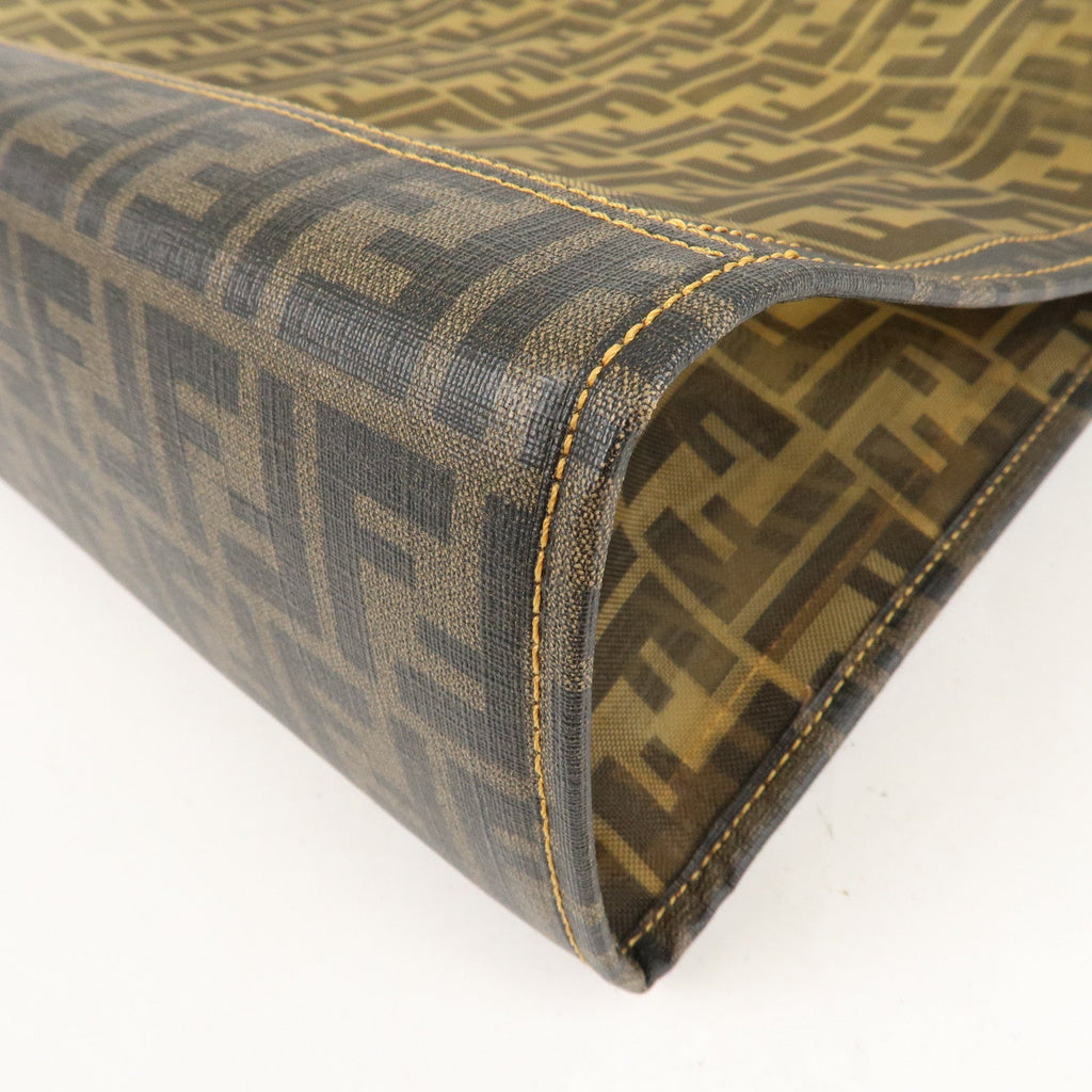 FENDI Zucca Mesh PVC Tote Bag Brown Black 8BH184