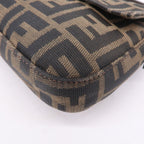 FENDI Mamma Baguette Zucca Canvas Leather Bag Brown 26424