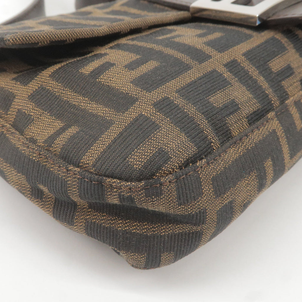 FENDI Zucca Mamma Baguette Canvas Leather Shoulder Bag 26424