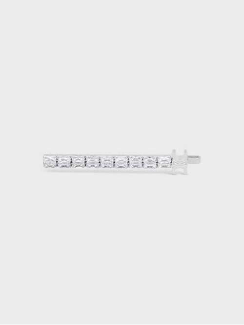 CELINE Le Soir Strass And Brass With Rhodium Finish Hair Slide Silver