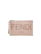 Fendi Logo Large Flat Clutch Bag Pink