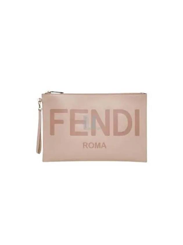 Fendi Logo Large Flat Clutch Bag Pink