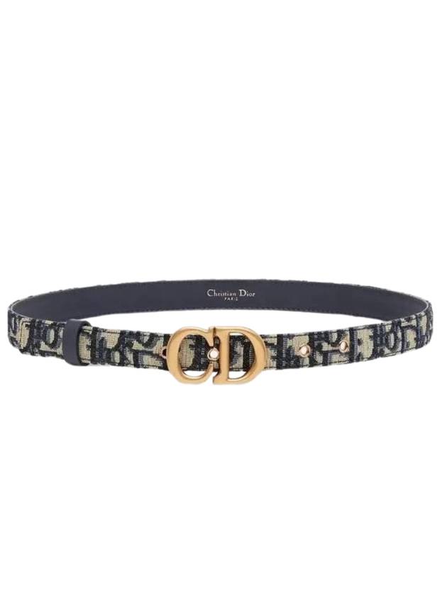 CD Icon Saddle Belt Blue Beige Dior