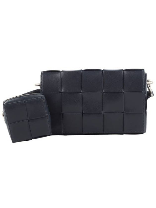 Bottega Veneta 741777 Intrecciato Pouch Cassette Cross Bag Navy 34313
