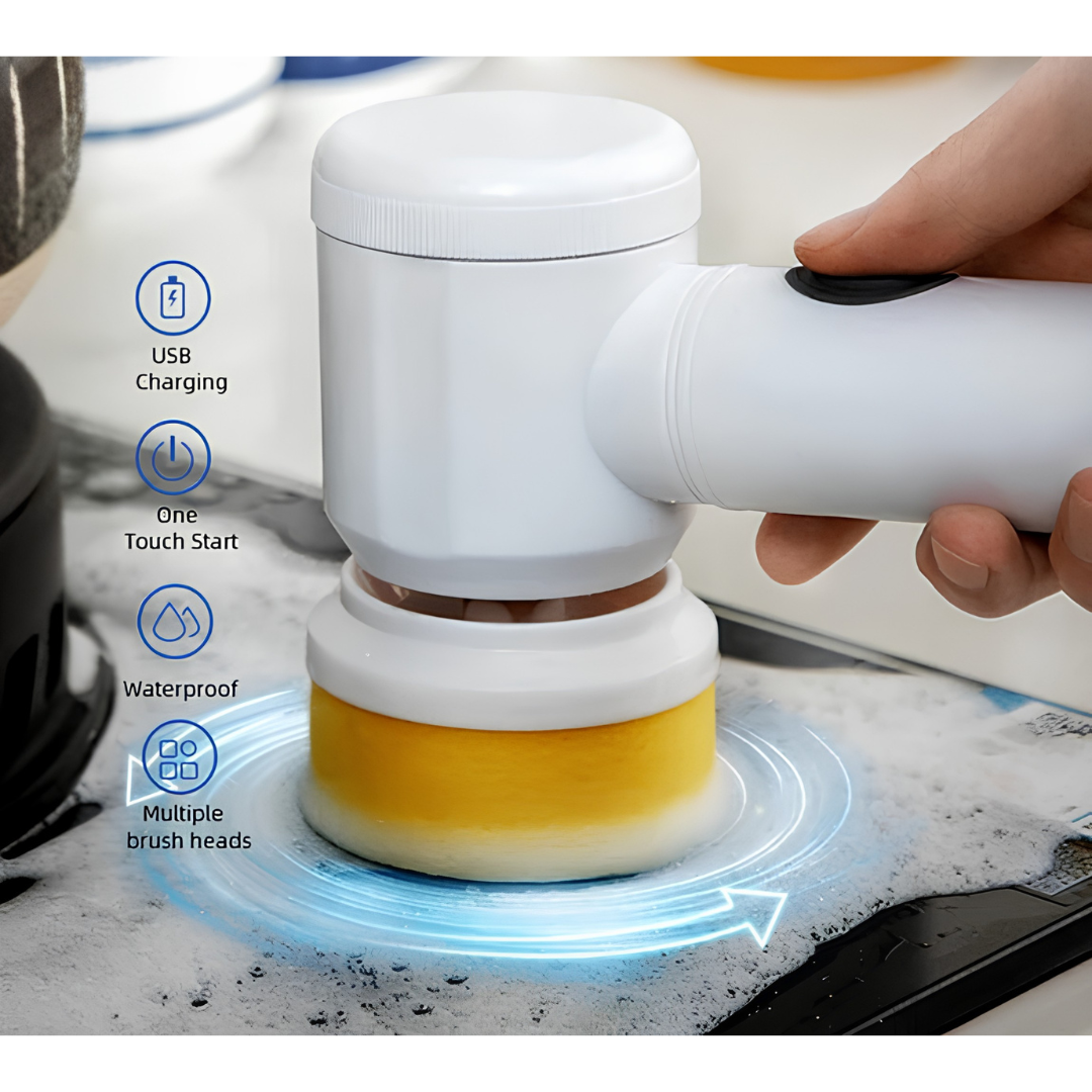 Waterproof 5-in-1 Rechargeable Electric Scrub Gun