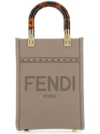 Fendi Sunshine Shopper Small Leather Tote Bag Beige