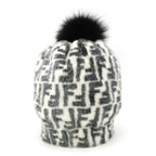 Fendi Mink Fox Fur Hat Black White #S