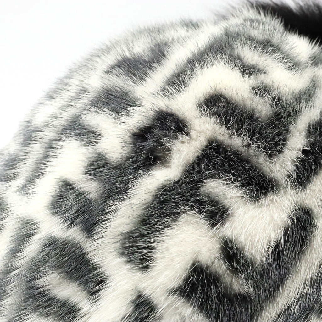 Fendi Mink Fox Fur Hat Black White #S