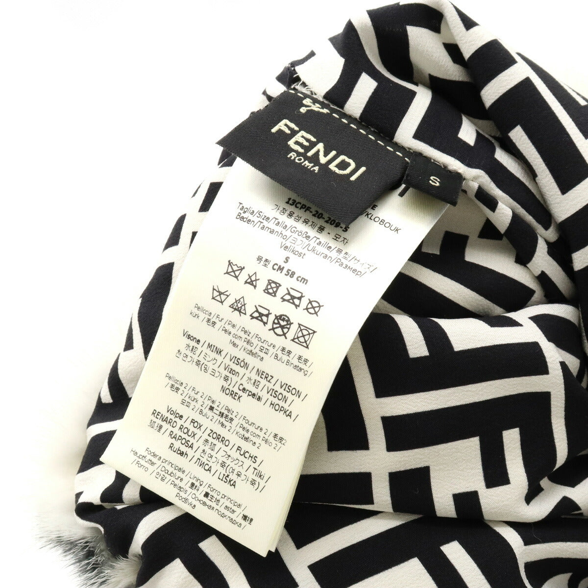 Fendi Mink Fox Fur Hat Black White #S