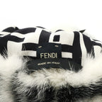 Fendi Mink Fox Fur Hat Black White #S