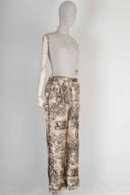 CHRISTIAN DIOR Chez Moi Pants Toile de Jouy Motif Silk Beige