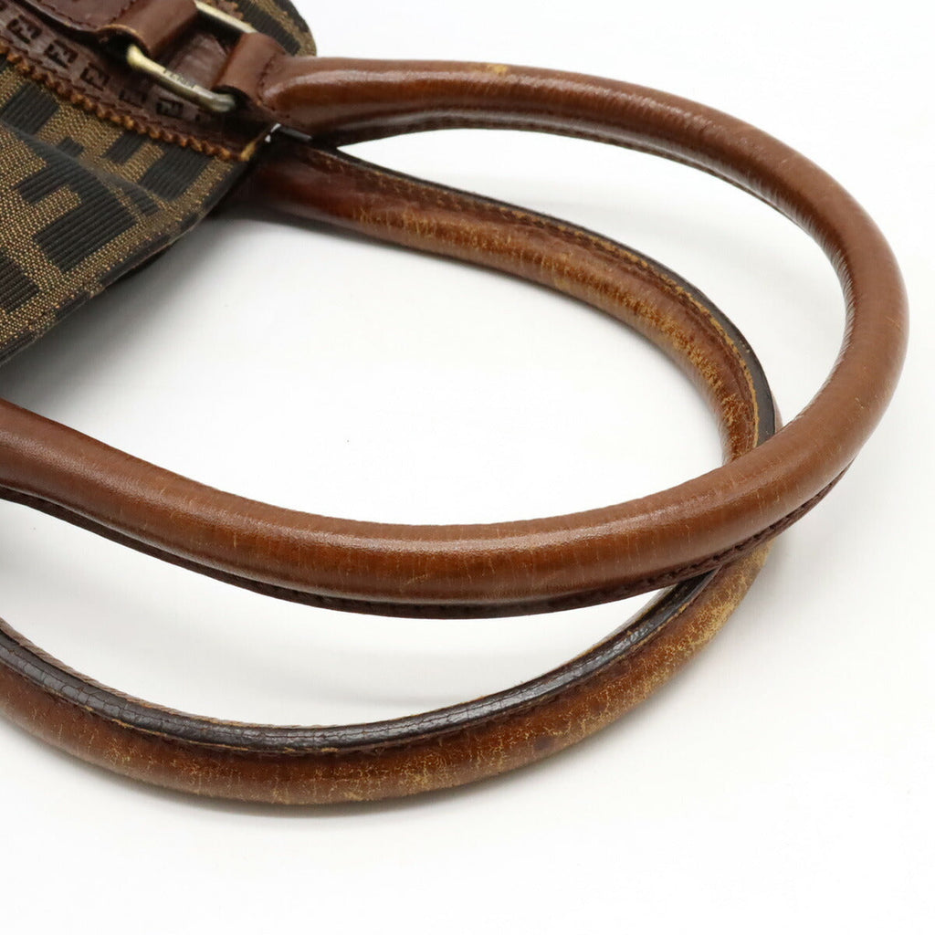 Fendi Zucca Etnico Nylon Canvas Leather Handbag