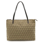 Fendi Zucchino Canvas Leather Tote Bag 8BH023