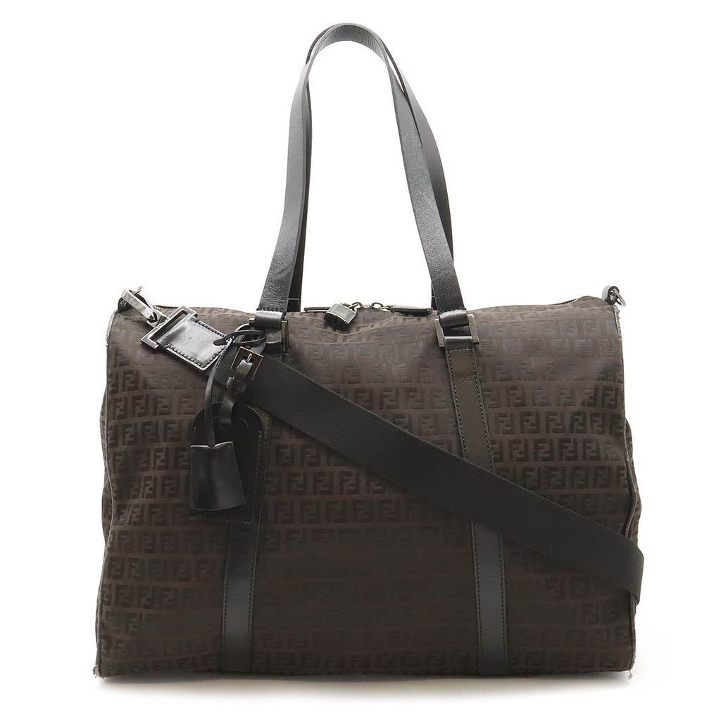 Fendi Zucchino Zucca Boston Bag Canvas Leather
