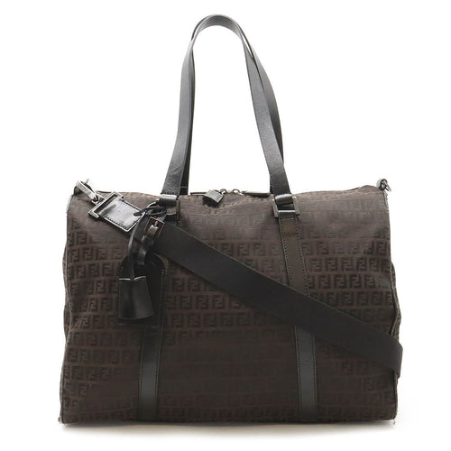 Fendi Zucchino Zucca Boston Bag Canvas Leather
