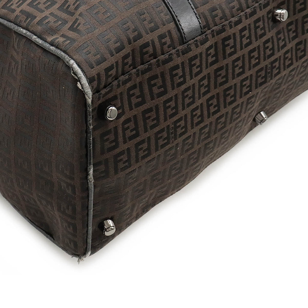 Fendi Zucchino Zucca Boston Bag Canvas Leather