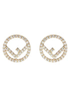 Fendi F Is Fendi Crystals Earrings Gold