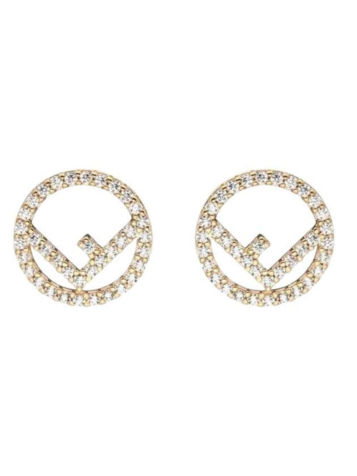 Fendi F Is Fendi Crystals Earrings Gold