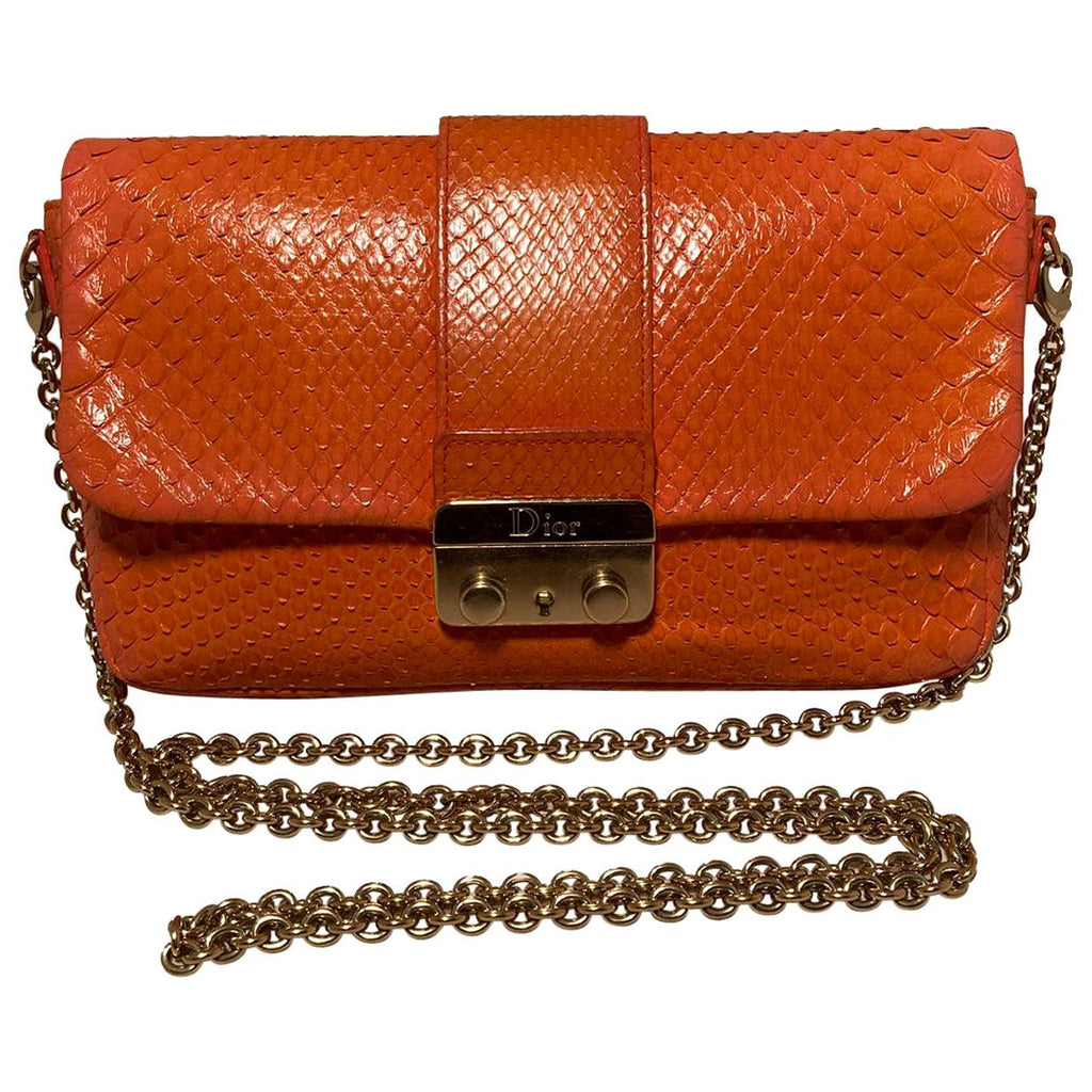 CHRISTIAN DIOR Orange Python Miss Dior Small Flap Bag