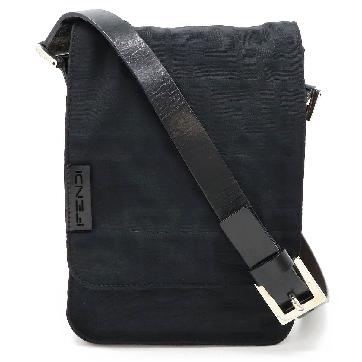 Fendi Nylon Canvas/Leather Zucca Pattern Shoulder Bag Pochette 16071