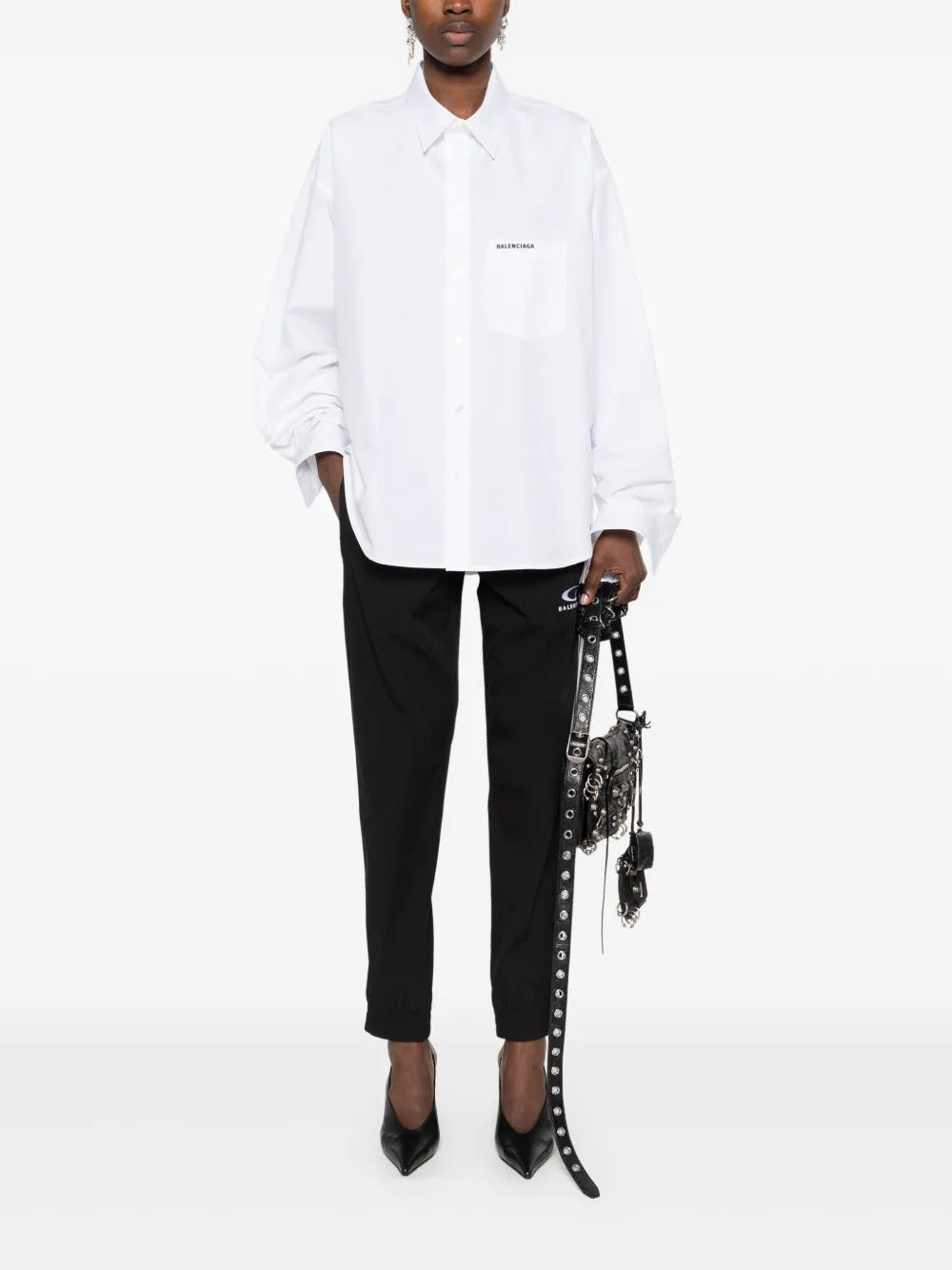 Balenciaga Women Logo-Embroidered Regular Shirt