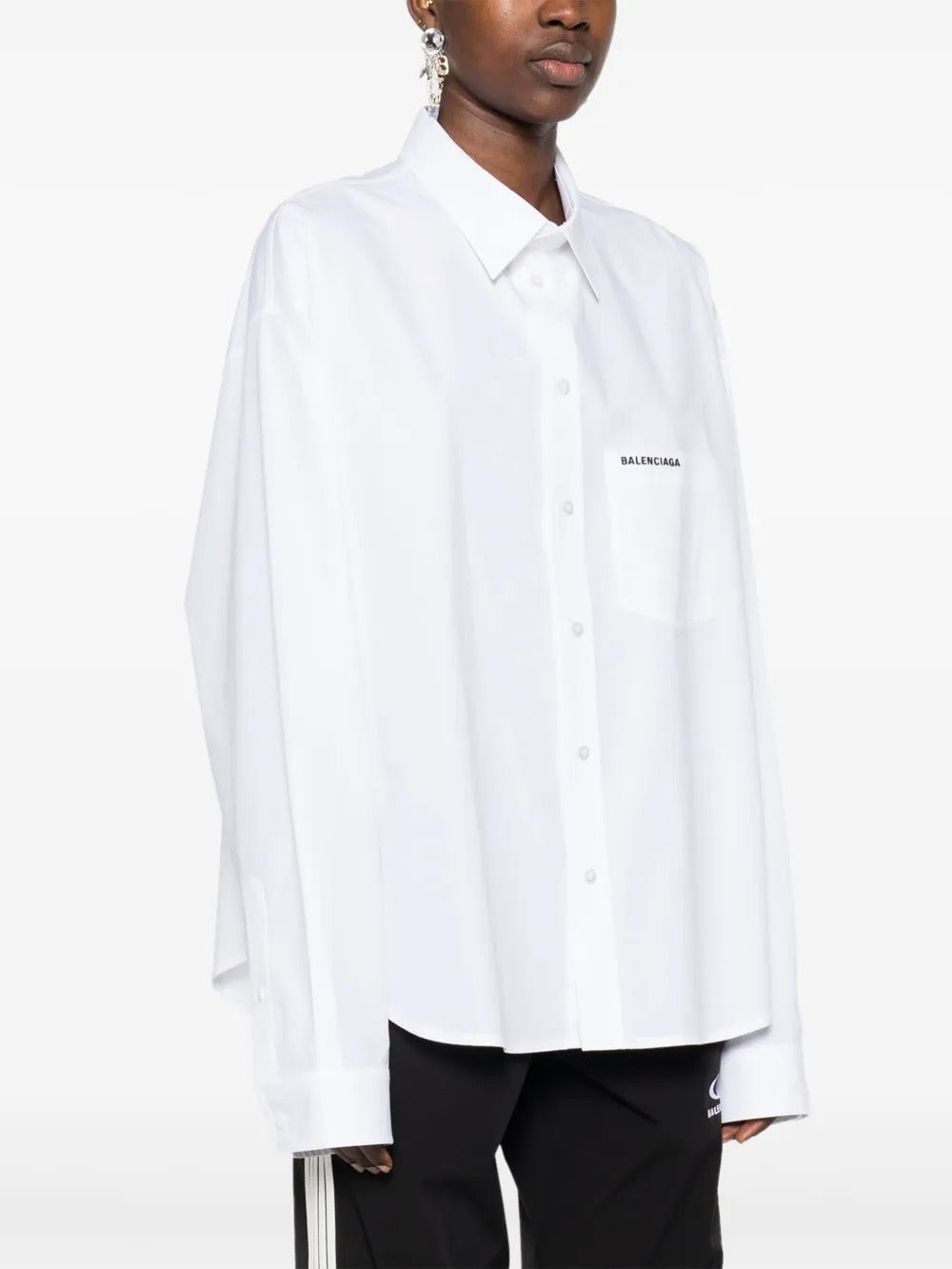 Balenciaga Women Logo-Embroidered Regular Shirt