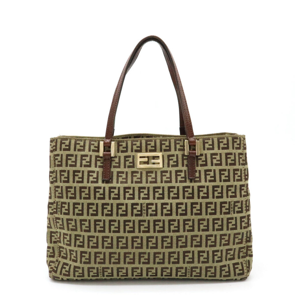 Fendi Zucchino Canvas Leather Mini Tote Bag