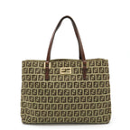 Fendi Zucchino Canvas Leather Mini Tote Bag
