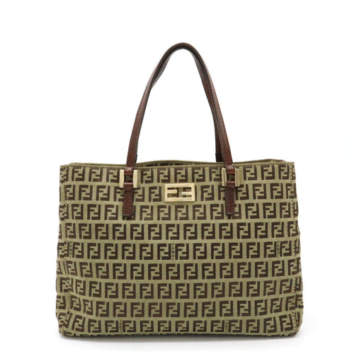 Fendi Zucchino Canvas Leather Mini Tote Bag