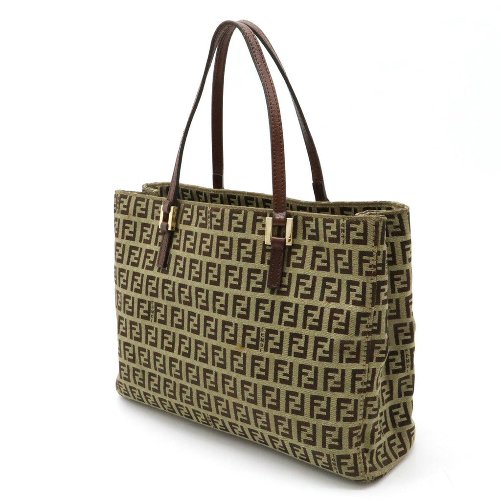 Fendi Zucchino Canvas Leather Mini Tote Bag