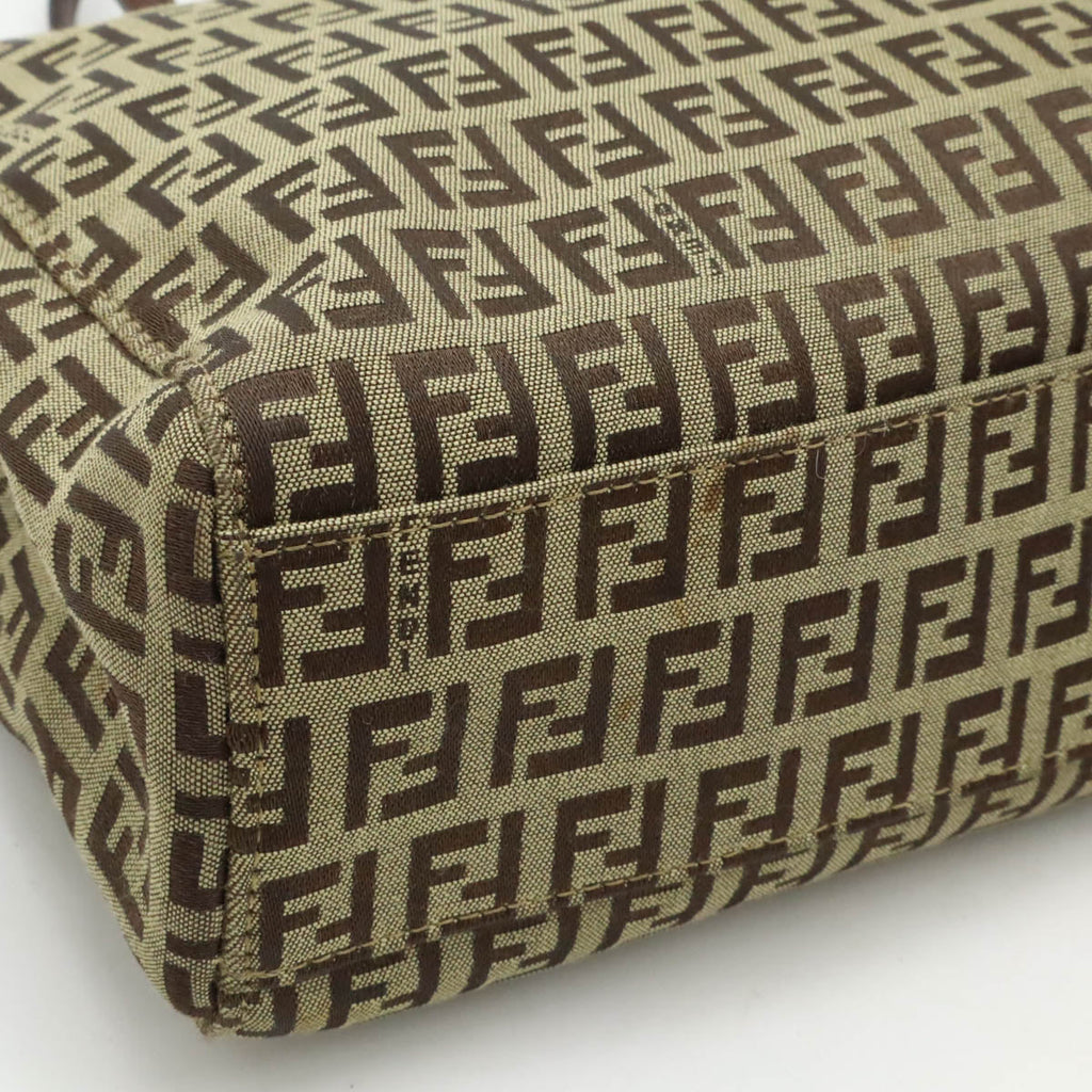 Fendi Zucchino Canvas Leather Mini Tote Bag