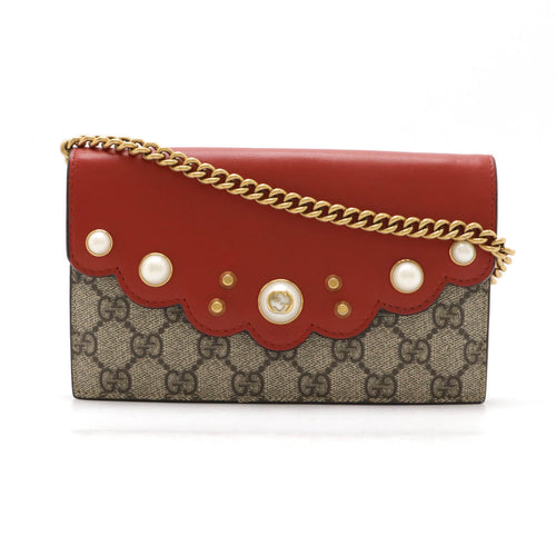 Gucci GG Supreme Pearl 2way Chain Wallet 431478