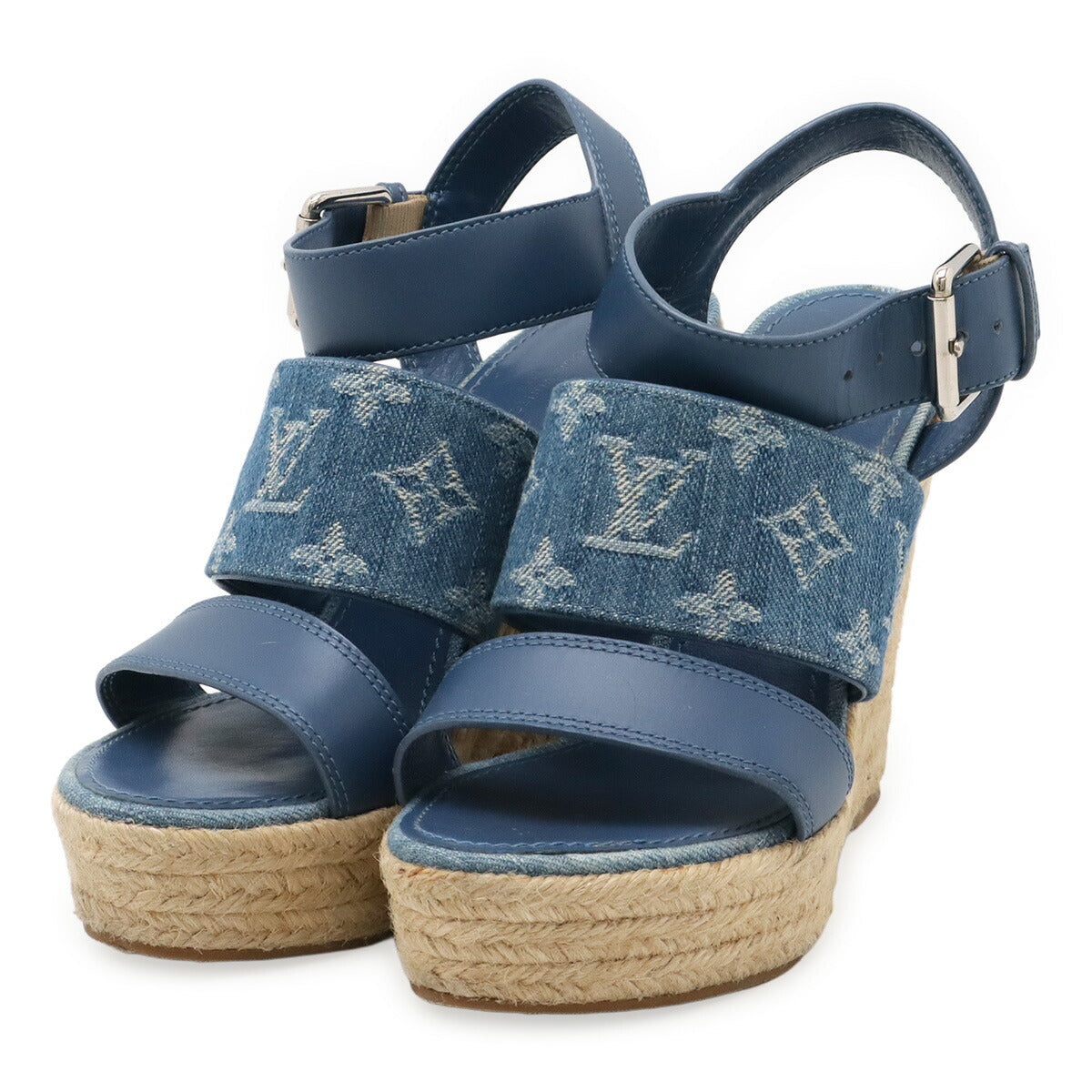 Louis Vuitton Monogram Denim Wedge Sandals